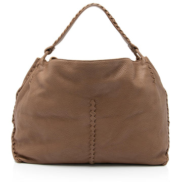 Luxury Bottega Veneta Cervo Leather Intrecciato Large Hobo (SHF-23370)
