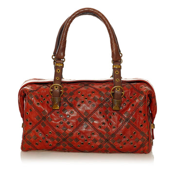 Luxury Bottega Veneta Intrecciato Grommet Leather Boston Bag (SHG-EVr6JH)
