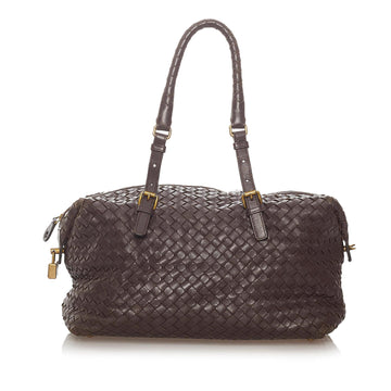 Luxury Bottega Veneta Intrecciato Leather Boston Bag (SHG-27937)
