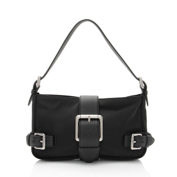 Luxury Bottega Veneta Nylon Calfskin Buckle Mini Shoulder Bag (SHF-uylolI)