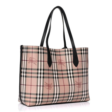 BURBERRY HAYMARKET CHECK LAVENBY BLACK MEDIUM REVERSIBLE TOTE New 1:1 Bags