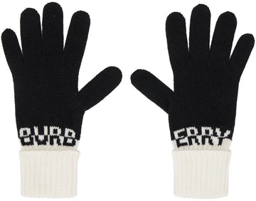 BURBERRY INTRASIA KNIT LOGO CASHMERE GLOVES