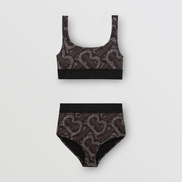 BURBERRY GRAPHITE MONOGRAM PRINT BIKINI SET