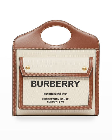 Burberry Mini Two-tone Canvas and Leather Pocket New 1:1 Bags