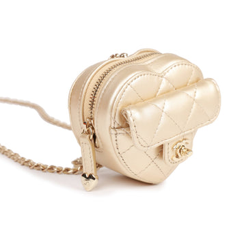Top Quality Chanel CC In Love Heart Necklace Bag Gold Leather Light Gold Hardware
