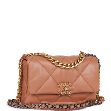 Chanel Medium 19 Flap Bag Caramel Leather Mixed Hardware