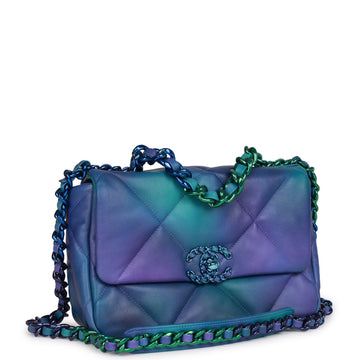 Chanel Medium 19 Flap Bag Tie Dye Leather Rainbow Hardware