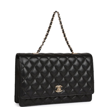 Chanel Fantasy Pearls Large Evening Flap Bag Black Leather Light Gold Hardware