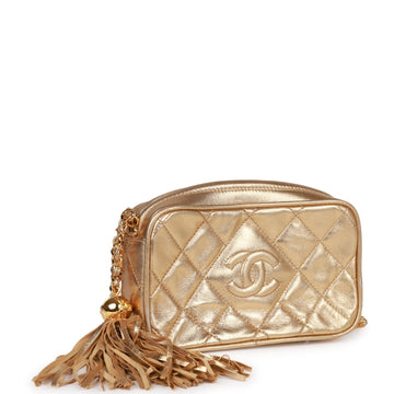 Vintage Top Quality Chanel CC Camera Bag Gold Metallic Leather Gold Hardware