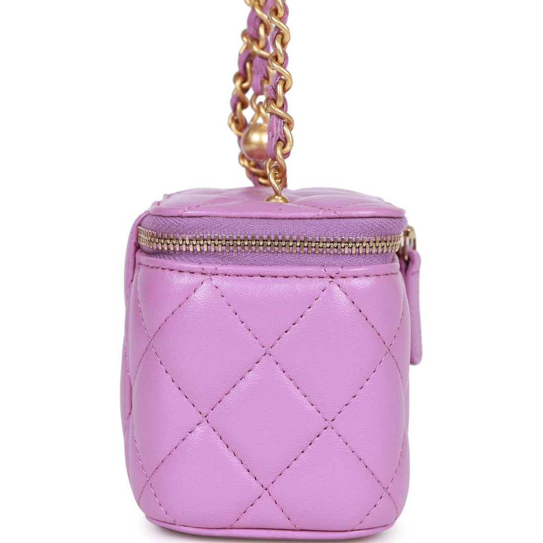 Top Quality Chanel Small Classic CC Vanity Case Purple Leather Gold Hardware