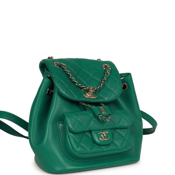 Top Quality Chanel Small Duma Backpack Green Leather Light Gold Hardware