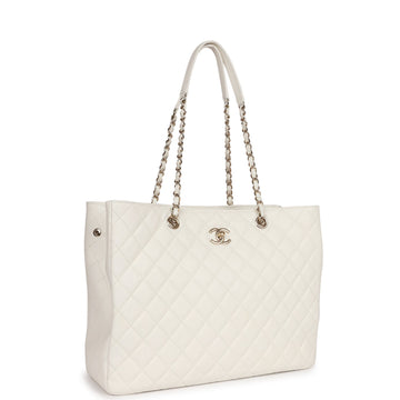 Top Quality Chanel Large Classic Timeless Tote White Leather Light Gold Hardware