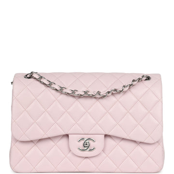 Chanel Jumbo Classic Double Flap Light Pink Lambskin Silver Hardware
