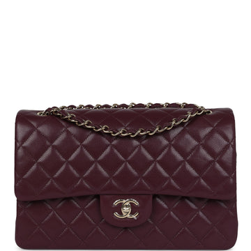 Chanel Jumbo Classic Double Flap Bag Dark Burgundy Shiny Caviar Gold Hardware