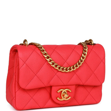 Top Quality Chanel Mini Flap Bag Pink Leather Antique Gold Hardware