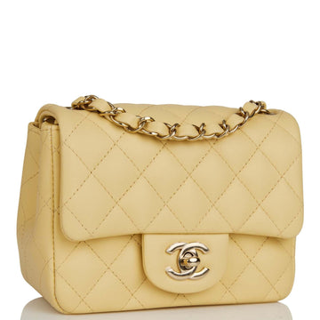 Chanel Mini Square Flap Bag Yellow Leather Light Gold Hardware