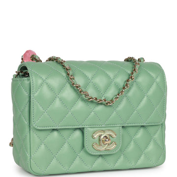 Top Quality Chanel Candy Heart Mini Flap Bag Turquoise Leather Enamel and Light Gold Hardware