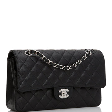 Top Quality Chanel Medium Classic Double Flap Bag Black Quilted Leather Silver Hardware