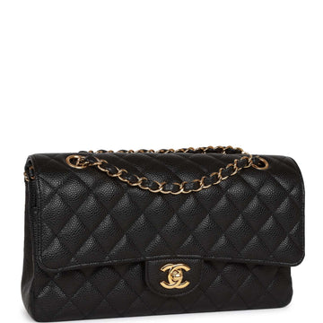 Top Quality Chanel Medium Classic Double Flap Bag Black Leather Gold Hardware