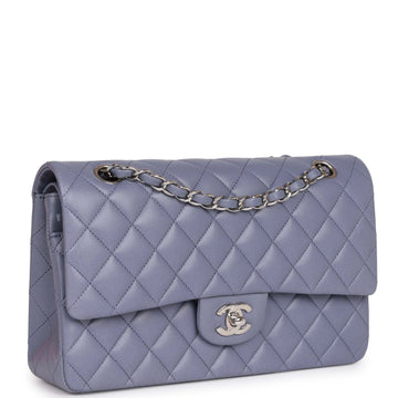 Top Quality Chanel Medium Classic Double Flap Bag Purple Leather Silver Hardware