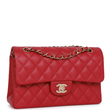 Chanel bag Small Classic Double Flap Dark Pink Leather Light Gold Hardware