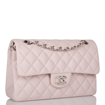 Top Quality Chanel Small Classic Double Flap Bag Light Purple Leather Silver Hardware