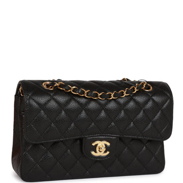 Chanel Small Classic Double Flap Black Leather Gold Hardware