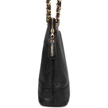 Vintage Top Quality Chanel Triple CC Tote Bag Black Leather Gold Hardware