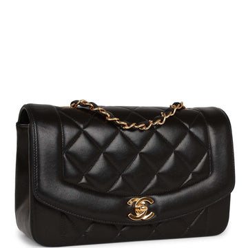 Vintage Top Quality Chanel Small Diana Flap Bag Black Leather Gold Hardware
