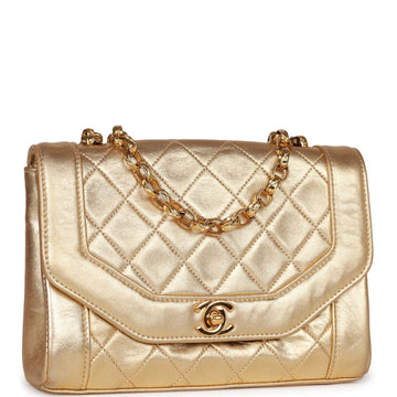 Vintage Top Quality Chanel Flap Bag Gold Metallic Leather Gold Hardware