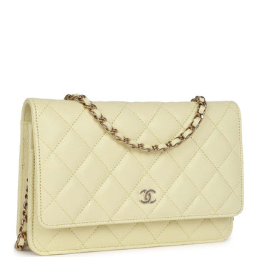 Top Quality Chanel Wallet on Chain WOC Yellow Leather Light Gold Hardware