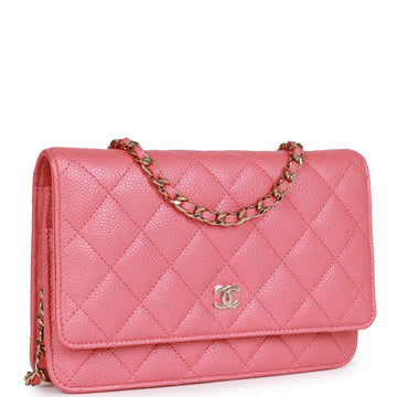 Top Quality Chanel Wallet on Chain WOC Pink Leather Light Gold Hardware