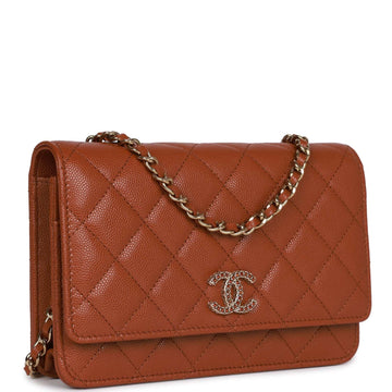 Top Quality Chanel Wallet on Chain WOC Brown Leather Gold Hardware