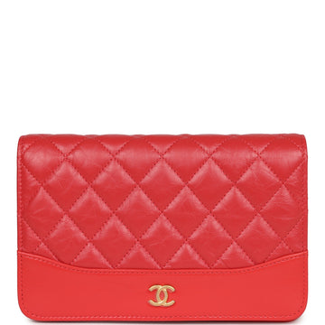 Chanel Gabrielle Wallet On Chain WOC Red Aged Calfskin Mixed Hardware