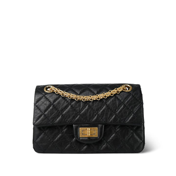 22A Black Crumpled leather Quilted Reissue 2.55 224 Aged Gold Hardware