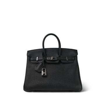 Birkin 25 Noir Veau Togo Palladium Plated A Stamp