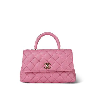 23A Light Pink leather Quilted Coco Chain Handle Small LGHW