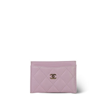 Light Pink leather Quilted Classic Card Holder LGHW