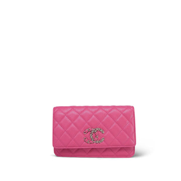 20K Pink leather Quilted Wallet on Chain WOC LGHW