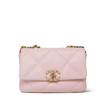 Rose Clair leather Quilted 19 Flap Small MHW