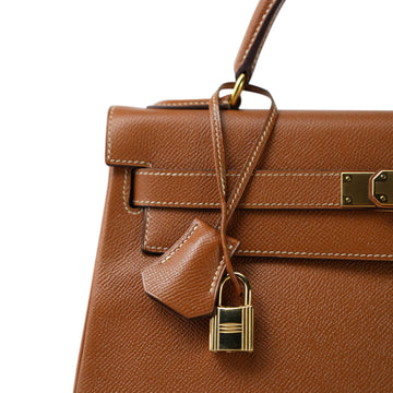 Kelly 32 Gold leather  B Square Stamp