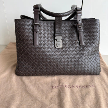 Bottega Veneta Roma Large Intrecciato Nappa Leather Dark Brown 35cm