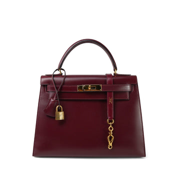 Kelly 28 Rouge H Box leather  N Circle Stamp