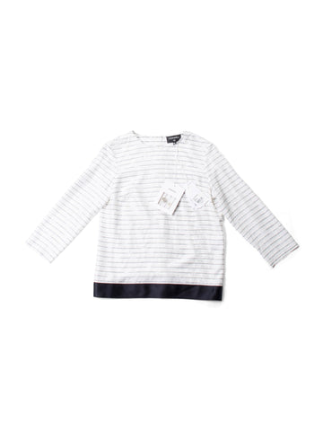 Top Quality Chanel CC Logo Monogram Silk Blouse Black White