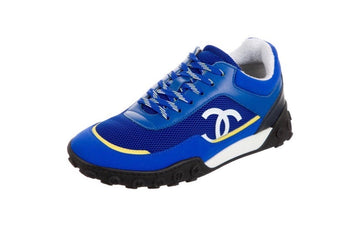 CHANEL CC MESH AND LEATHER LOW-TOP SNEAKERS