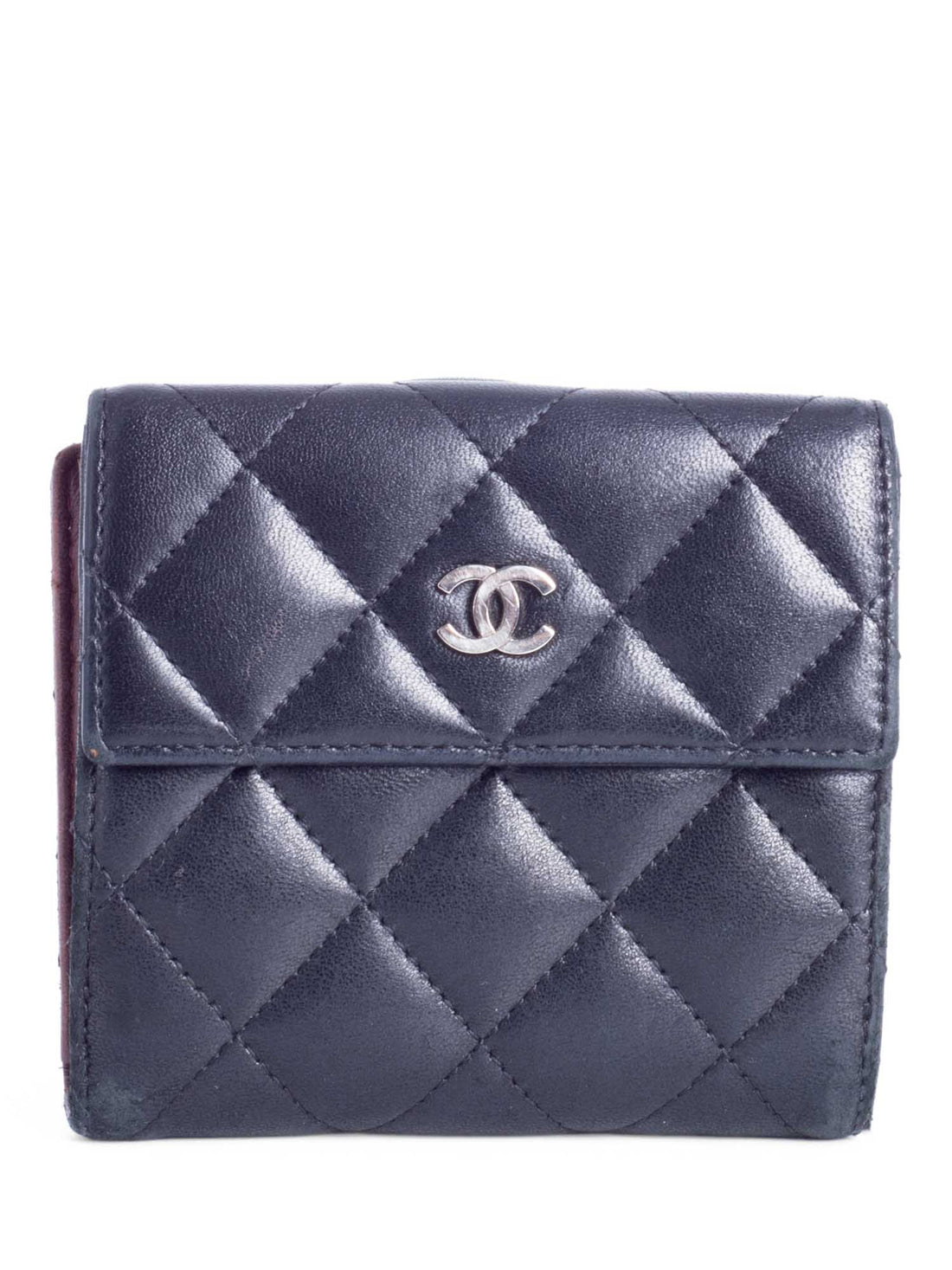 Top Quality Chanel Quilted Leather CC Logo Bifold Wallet Black