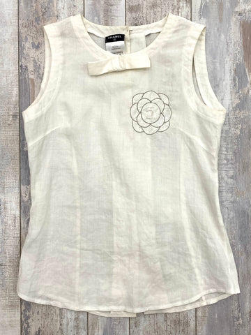 CHANEL NO. 5 CRYSTAL SLEEVELESS BLOUSE