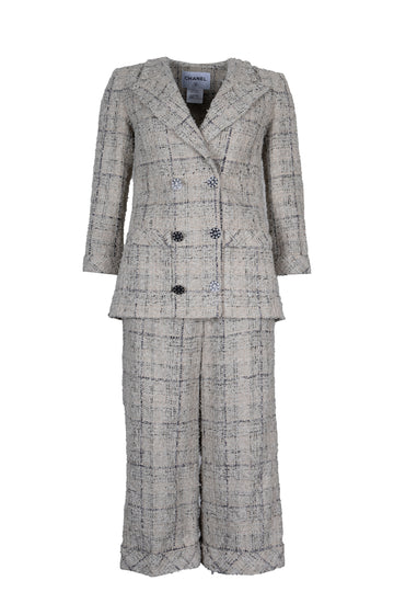 CHANEL 2016 Tweed Two Piece Ivory Blue