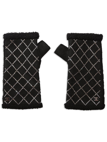 Crystal Studded Black Handwarmers