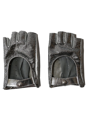 Metallic Silver Fingerless Gloves